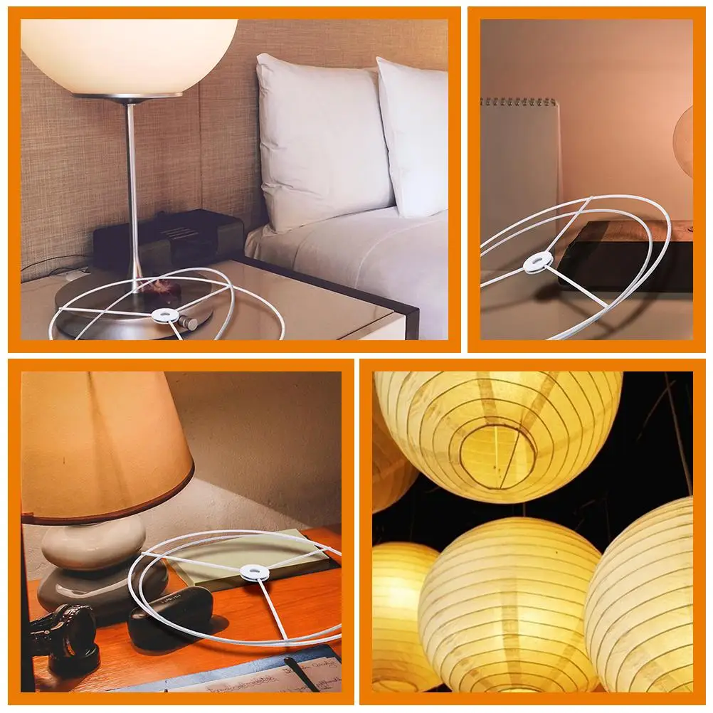 2PCS Paralume in filo metallico Telaio E27 Ferro FAI DA TE Cerchio rotondo Staffa per lampade da terra da tavolo Cornici per lampade a sospensione Staffe per lampadari LED
