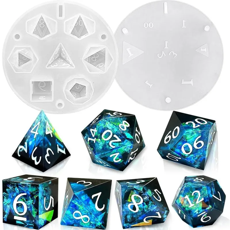 for Resin Board Resin Dice 7 Molds Polyhedral DND Edge