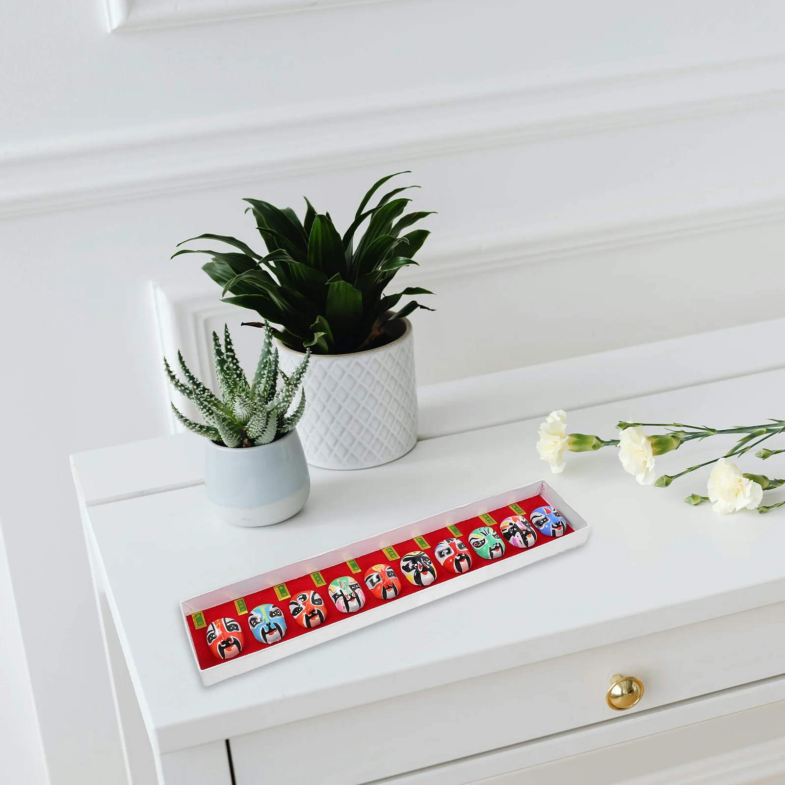 10 قطعة قناع أوبرا بكين التماثيل الطينية مصغرة أقنعة الأوبرا التقليدية نابض بالحياة مفصلة قناع الطين النحت ديكور المنزل #2