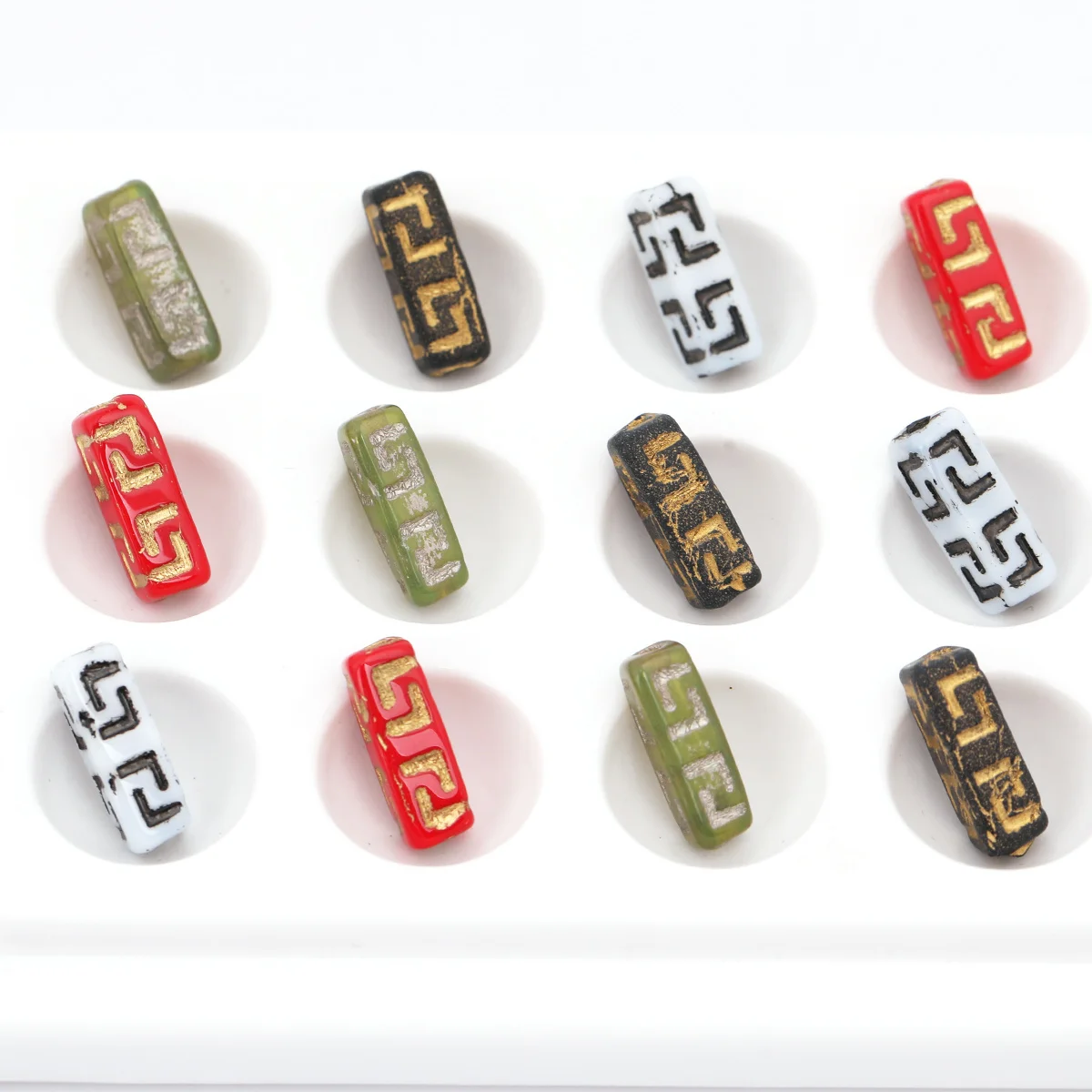 7pcs/14pcs Random Color Gold Striped Long Heart Glass Beads, 5×15mm DIY Beads for Jewelry Making Necklace Bracelet