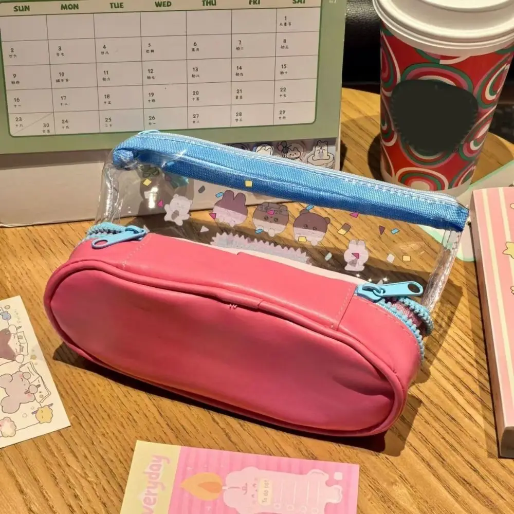 Multi-function Gosimperson Pen Bag Double-Layer Transparent Pencil Case Large Capacity Stationery Bag Student