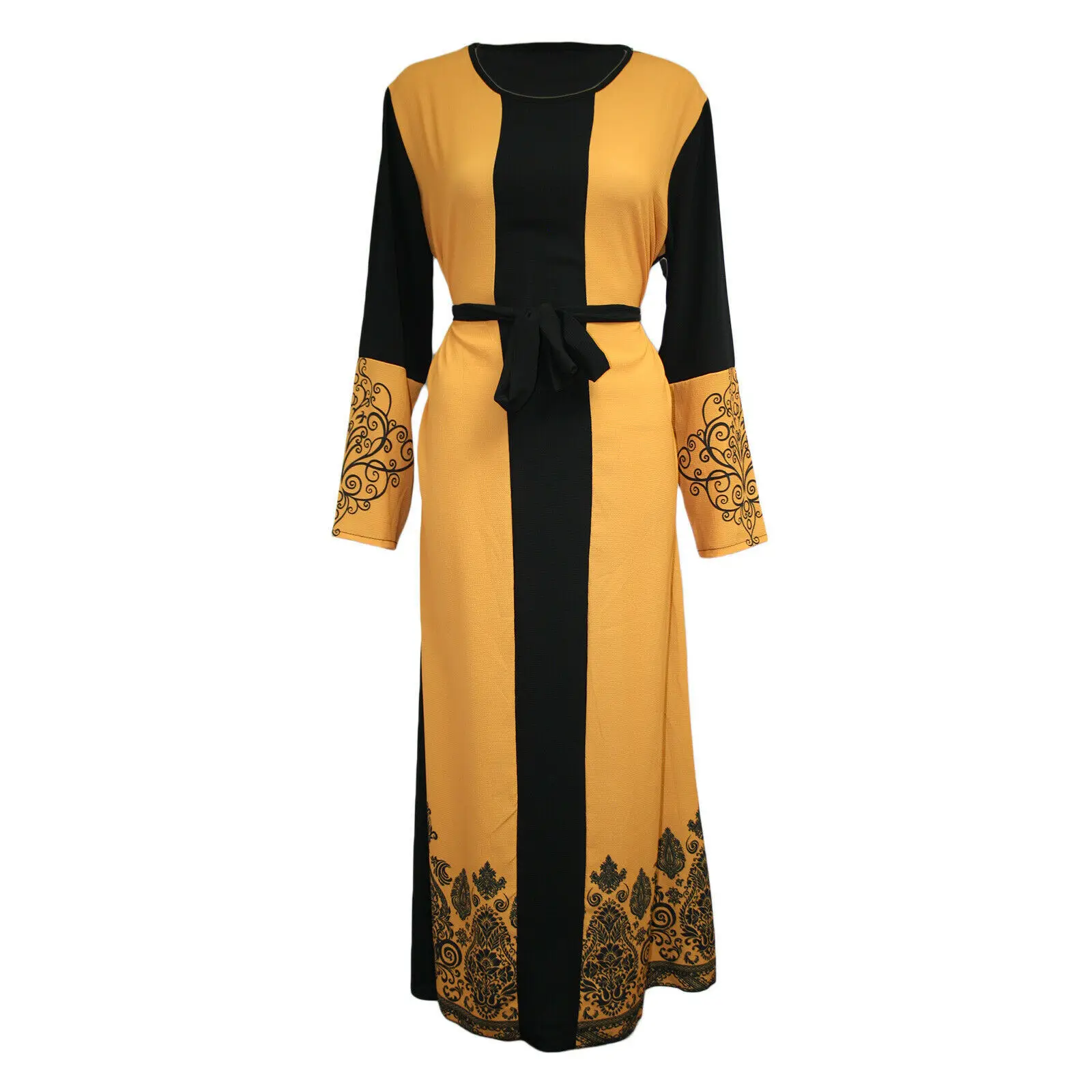 Vestido Abayat Muçulmano Feminino com Faixa, Roupas Islâmicas, Abayat, Marocain Kaftan, Dubai, Ramadan, Eid, Turquia Vestidos