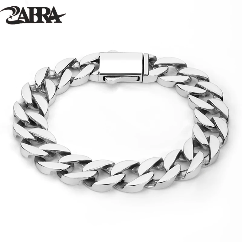 ZABRA S925 Cuban Bracelet Men\'s Trendy and High End, Small and Small, Simple and Dominant, Thick Chain Engraved Accessories Gift