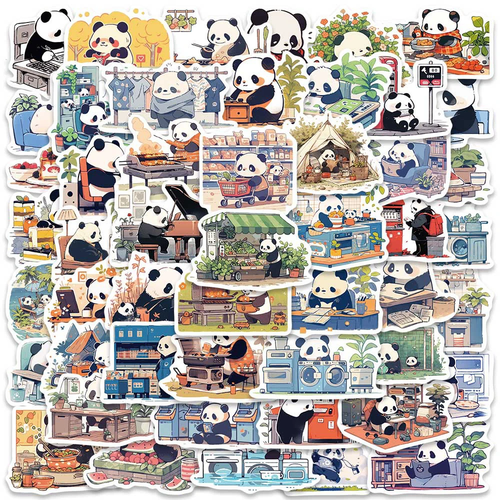 

10/30/50pcs Funny Panda Diary Life Stickers Kawaii Animal Toys Sticker Scrapbooking Fridge Suitcase Laptop Kids Cartoon Decals