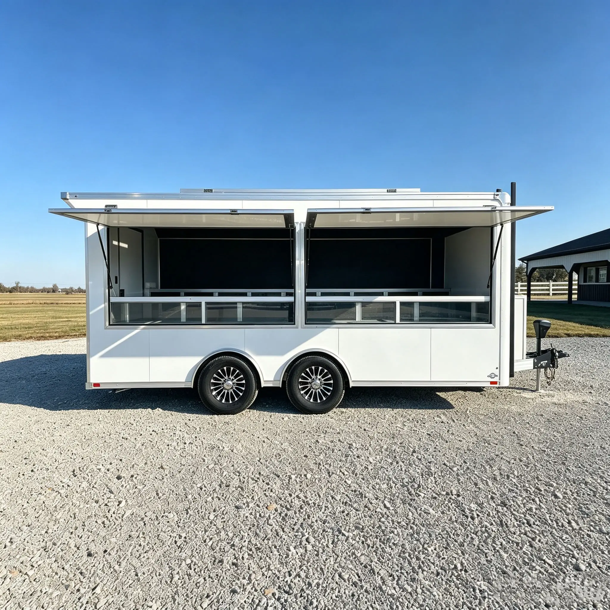 Mobile Boutique Retail Trailer Fiberglass Construction Ample Storage Glass Display Counters Rust Resistant for Jewelry Handmade