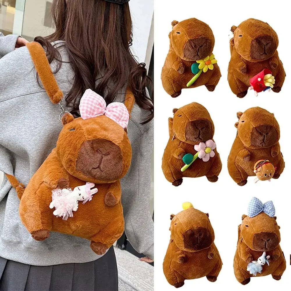 

Girlfriend Gifts Plush Capybara Backpack 3D Zipper Plushie Doll Bag Children's Bag