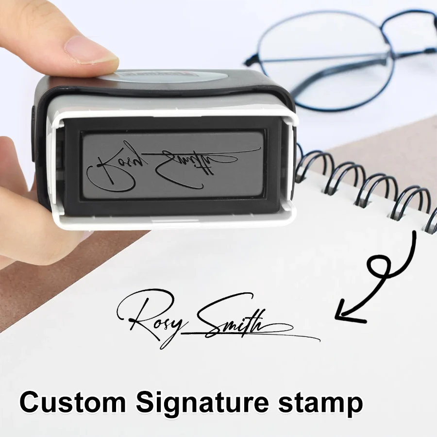

Custom Black Case Signature Stamp-Personalized with 5 Ink Colors for Office Business Bank Accounting Document Signing Seal