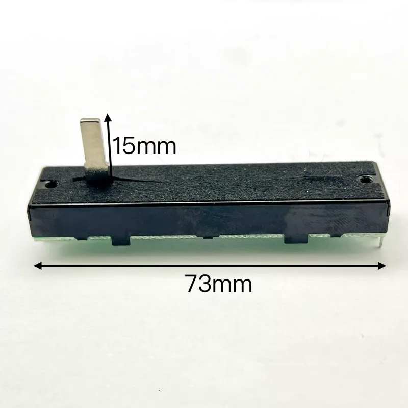 1pcs，Straight slip potentiometer，B10K×2  B20K×2  B50K×2，6Pin，Total length 73mm，Mixing console volume putter