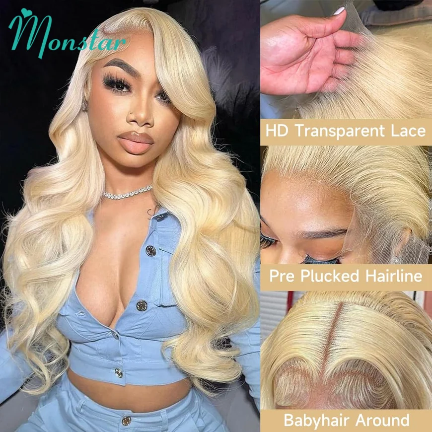 Onda do corpo Lace Front Perucas de Cabelo Humano, Honey Blonde 613 HD 13x6, Perucas Frontais, Cru Put On & Go, 5x5 Encerramento Perucas, Vietnamita