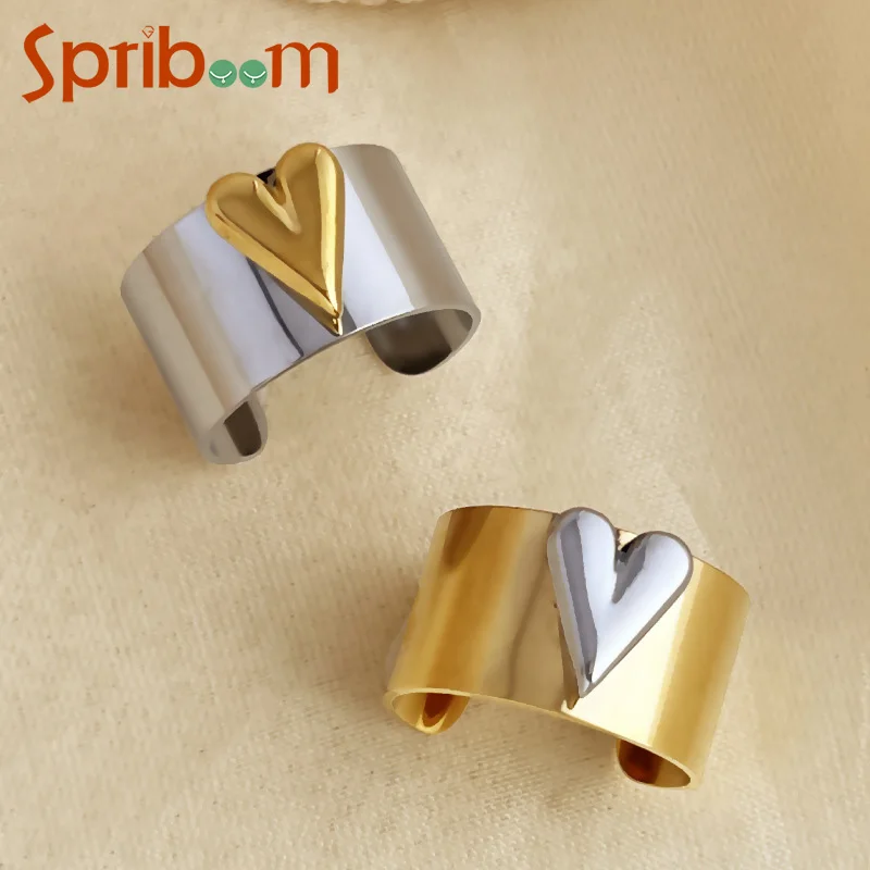 Pierścionek ze stali nierdzewnej dla kobiet złoty kolor srebrny dopasowany kolor miłość serce szerokie pierścionki osobowość biżuteria retro akcesoria męskie