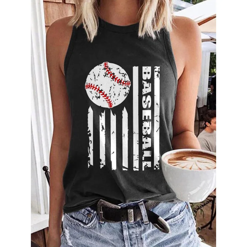 Summer Baseball 3D Printed Tank Tops Women's Casual Fashion Streetwear Oversized Sleeveless O-Neck Vest Harajuku Woman Clothing