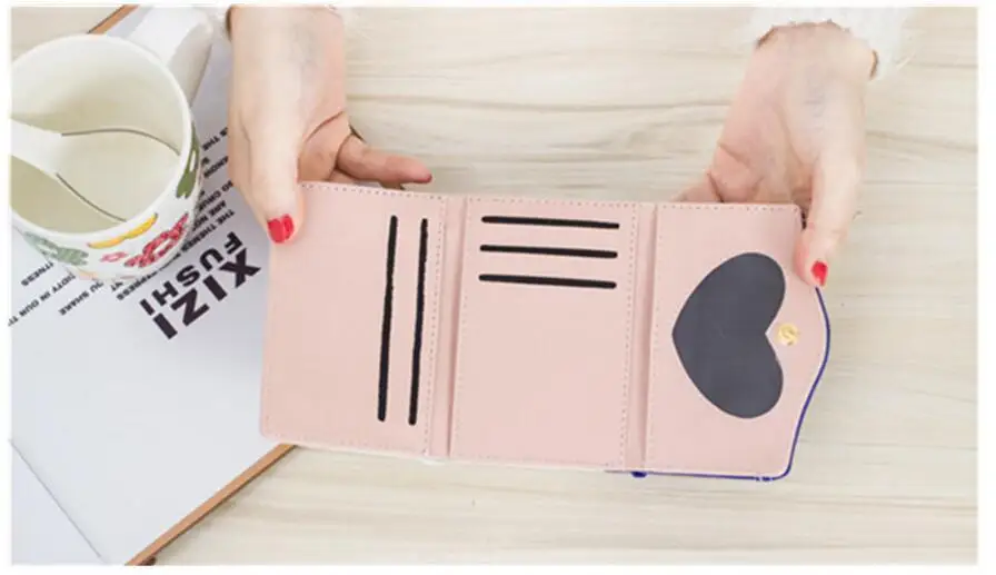 1 piece Wallet Women Lady Short Wallets Female Candy Color Bow PU Leather for Card Purse Clutch Bag New