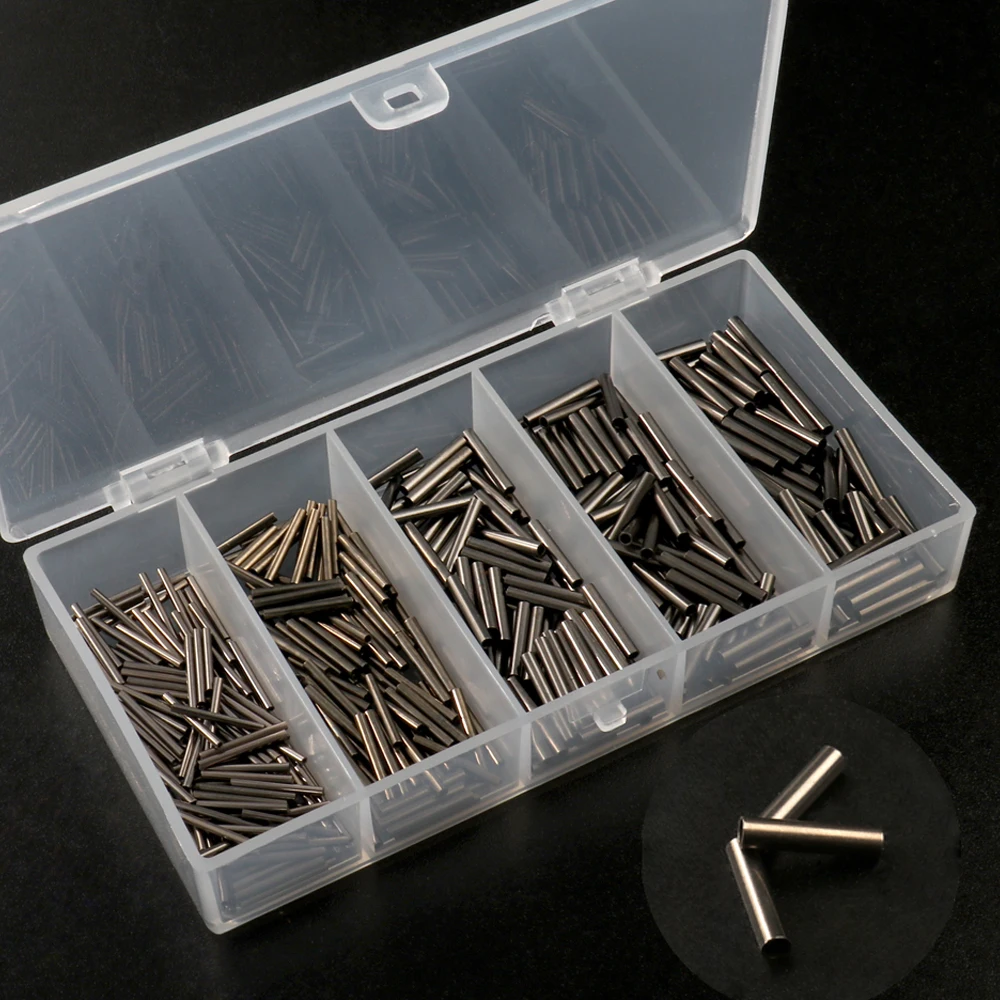 300 Stück/Box Angelzubehör: Kupfer-Crimphülsen, Runde Loop-Hülsen, Drahtvorfächer, Messing-Rigging-Tackle-Box, Pesca-Leinenverbinder – Detail 2