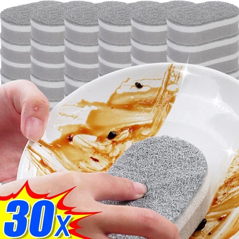 30/1PCS Double-sided Cleaning Spongs Reusable Three-layer Thickened Dishwashing Sponge Scouring Pads Household Kitchen Clean Rag