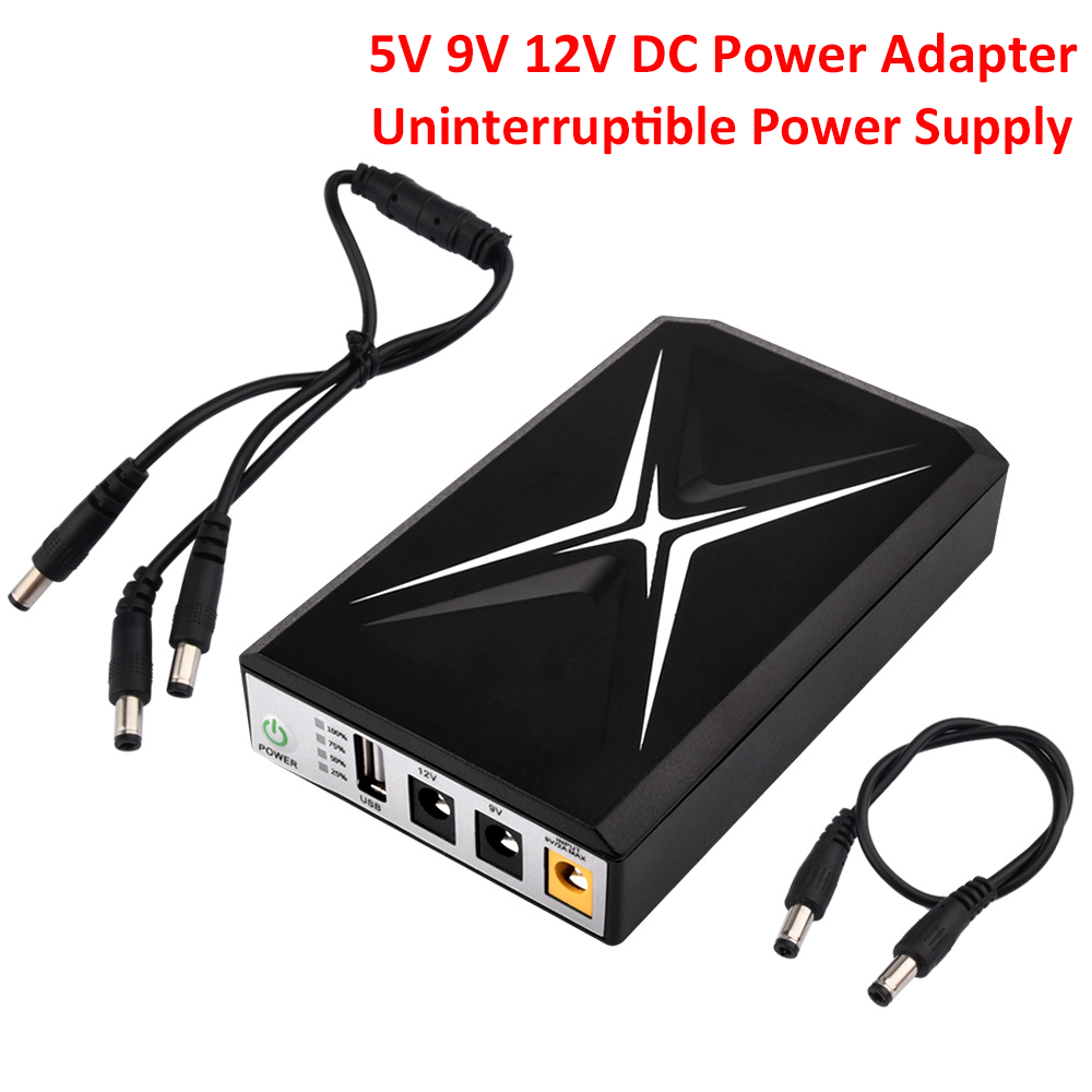  5V 9V 12V DC Power Adapter UPS Large Capacity Backup Power Supply Built-in Adapter Uninterruptible Power Supply for WiFi Router