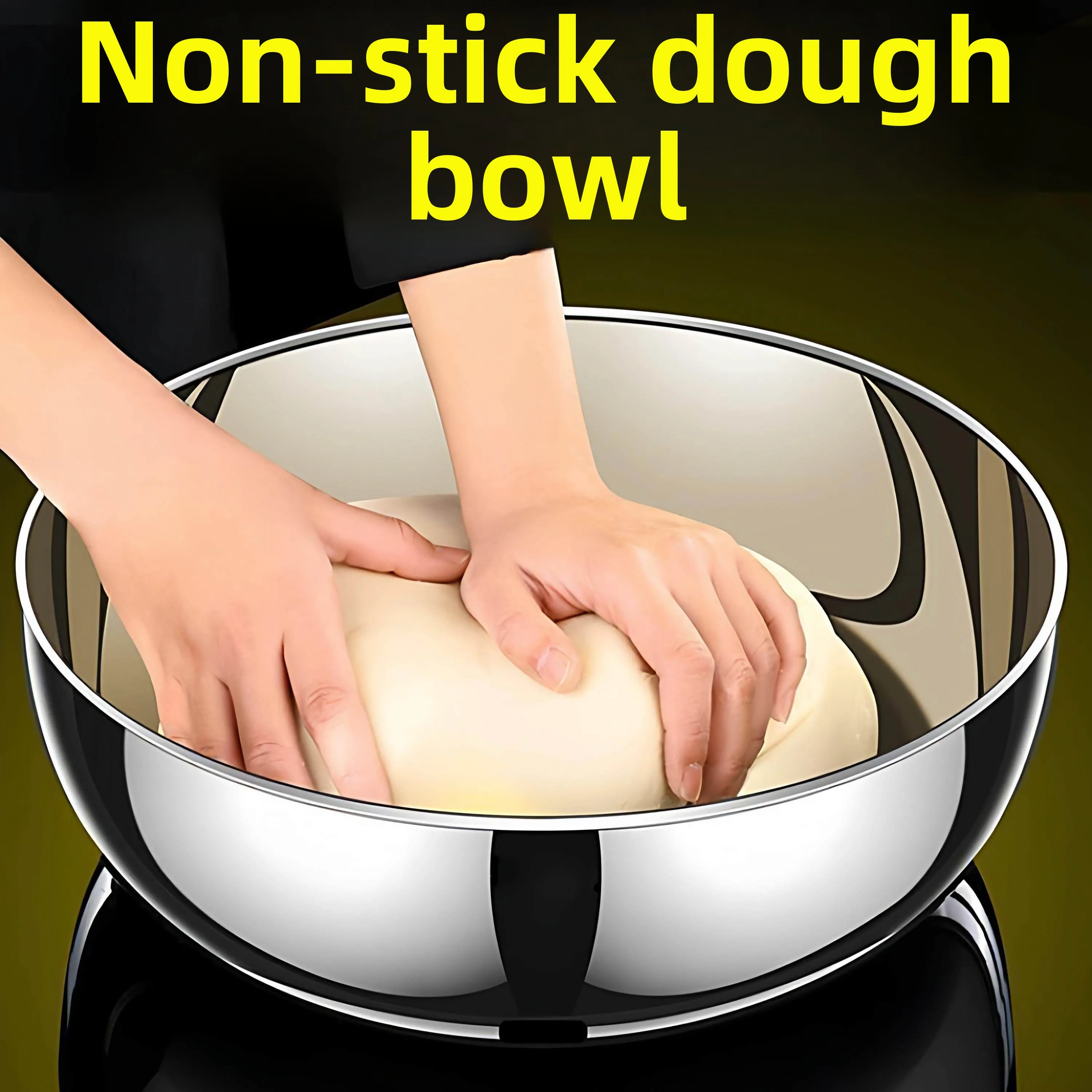 

New 32CM Extra Thi Large Capaci Flat Bot Mixing Bowl for Dough Kneading Seasoning Vegetable Waing Thiened Saucepan