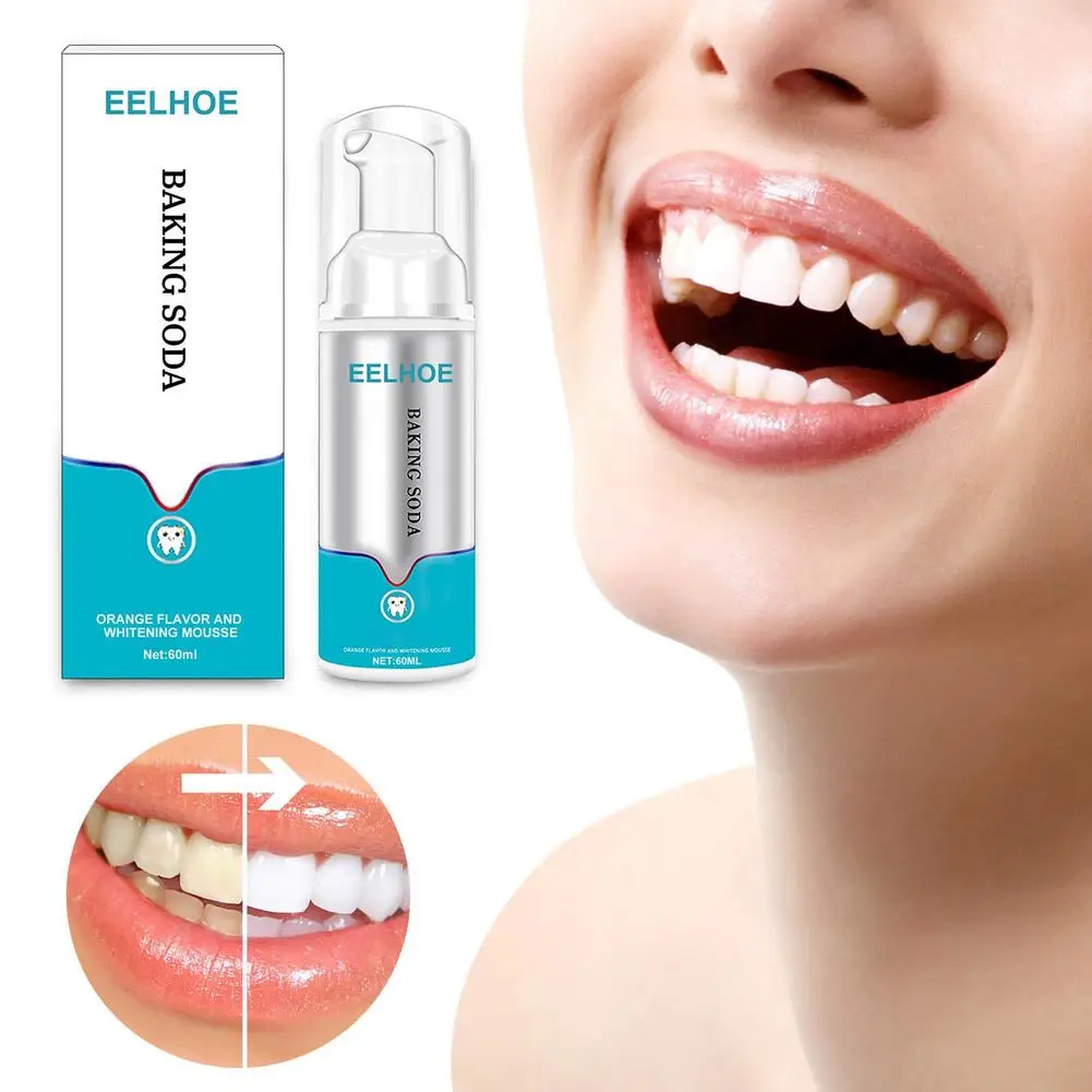 Teeth Cleansing Whitening Mousse Baking Soda Toothpaste Foam Toothpaste Removes Stains Fresh Breath Dental Care Tools 60ml