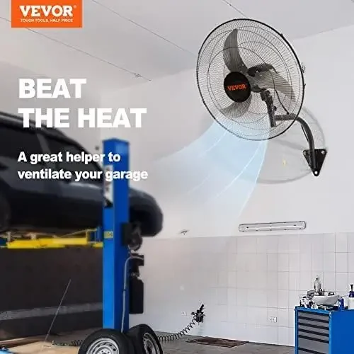 Ventilador de montagem em parede de 18 polegadas oscilante, alta velocidade máxima de 3 velocidades. Ventilador de parede industrial de 4000 CFM para ambientes internos, comerciais, residenciais,