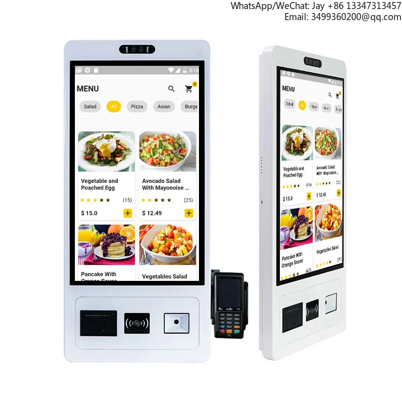

Restaurant Automatic Kiosk Touch Screen Unattended Self Ordering Self Service Payment Kiosk With TP QR Code Scanner