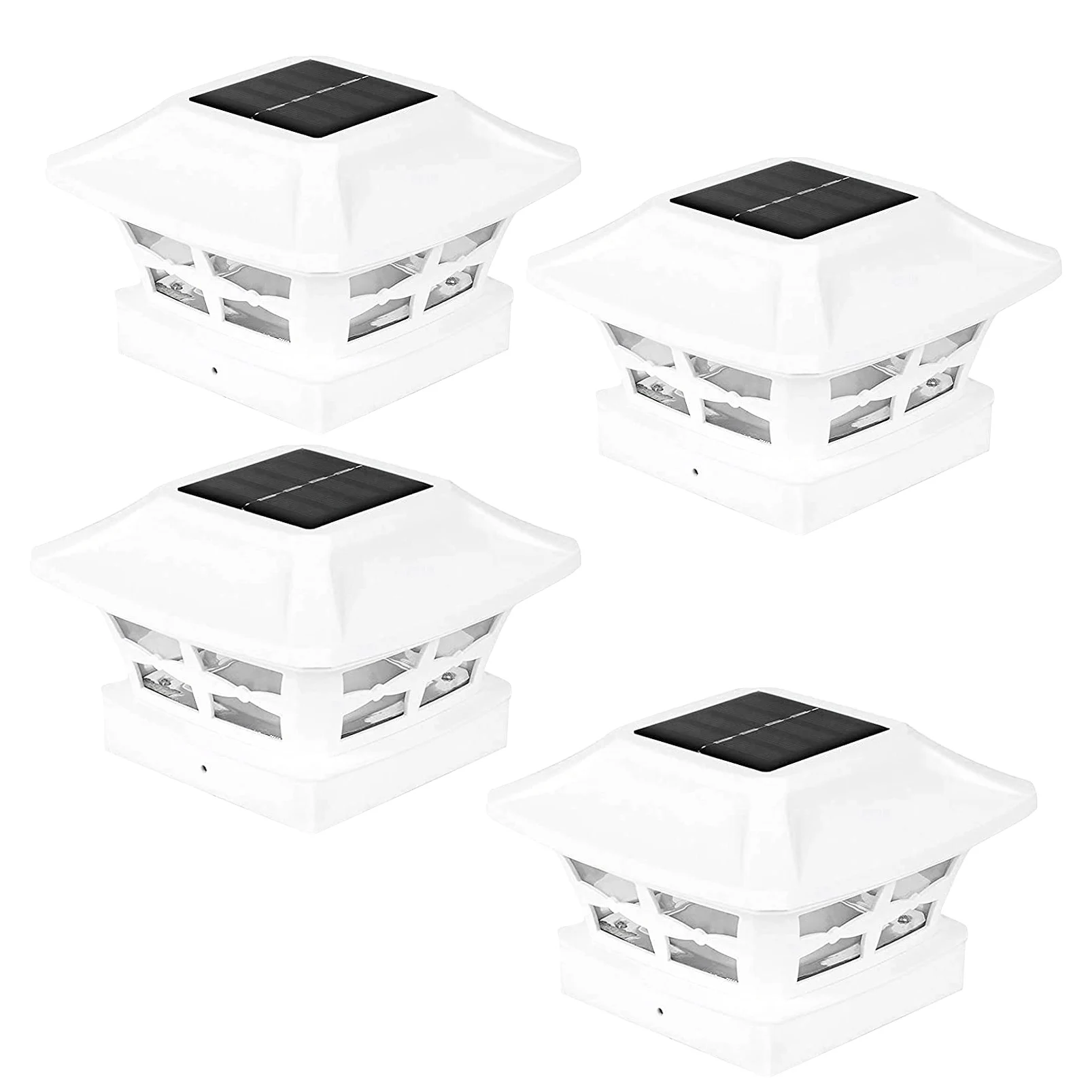 BFYLE Luci per tappo per palo solare 2 modalità di illuminazione Luci per tappo per recinzione a ponte a LED per pali in legno 4X4 Decorazione da giardino Bianco caldo