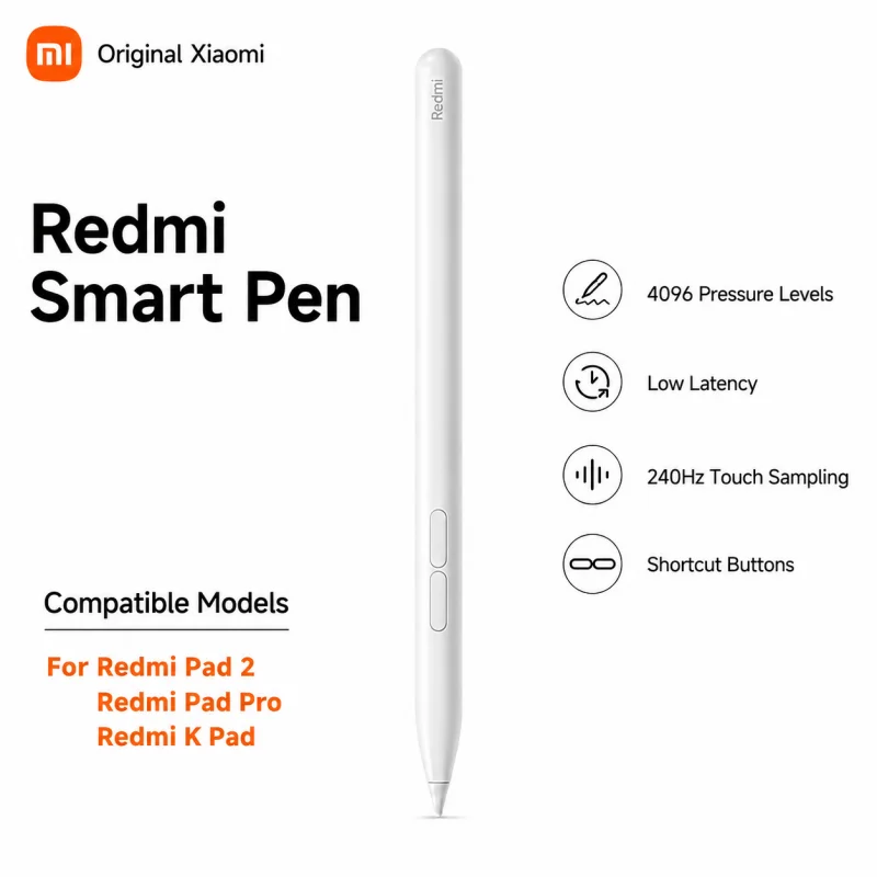 Original REDMI Smart Pen for REDMI Pad 2 Pro / Pad 2 / REDMI Pad Pro Series, 4096 Pressure Sensitivity Stylus Pen for Drawing,