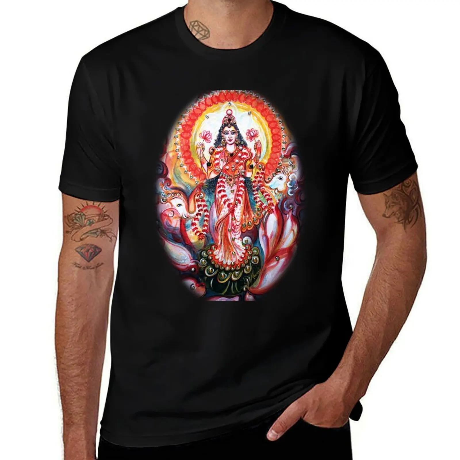 Lakshmi blessings T-Shirt Basic Casual Short Sleeve Cotton Shirt T-Shirt