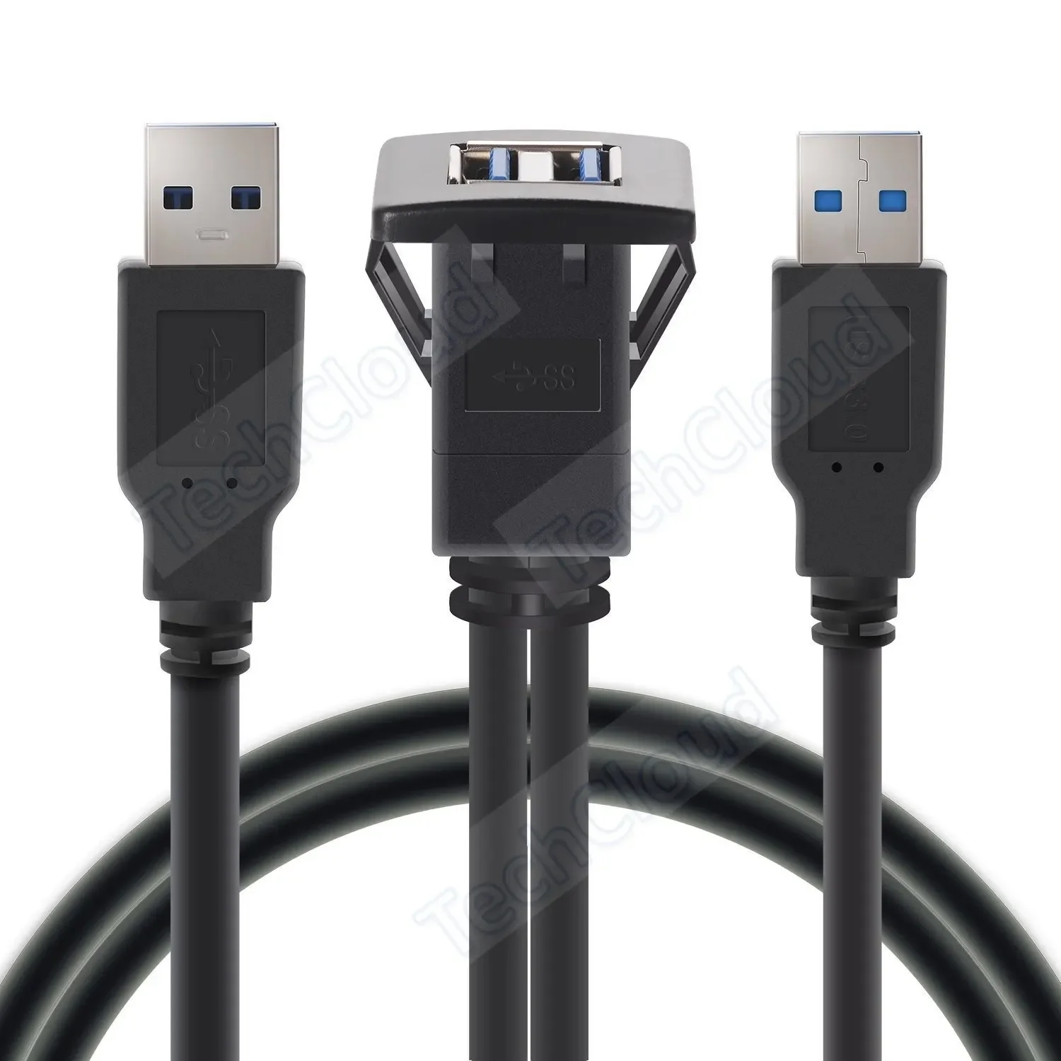 สายเคเบิลต่อขยาย USB3.0พอร์ตคู่สายต่อพ่วง USB แผงหน้าปัดรถยนต์สายชาร์จสายดาต้าสำหรับรถยนต์/เรือ