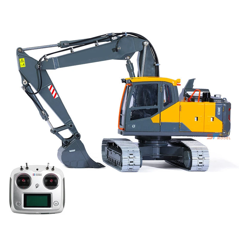 DOUBLE E 3 Arm Hydraulic Excavator 1/14 E111 RC Hydraulic Excavator Metal Model EC160E with Light Engineering RC Car Boy Toy