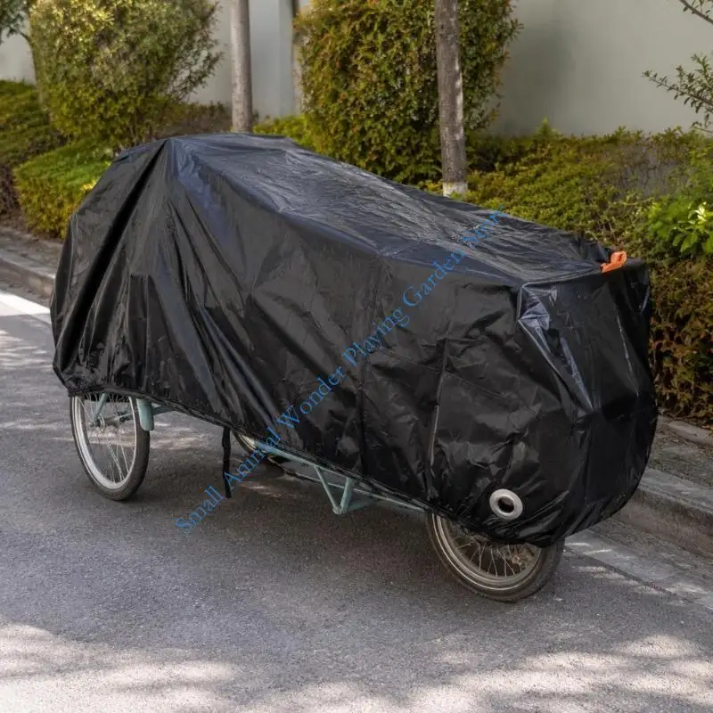 Cargo Bike Cover for Outdoor Storage, Adult 3-Wheel Bike Cover with Long Full Coverage, 420D Shell, Lower-Edge Elastic,