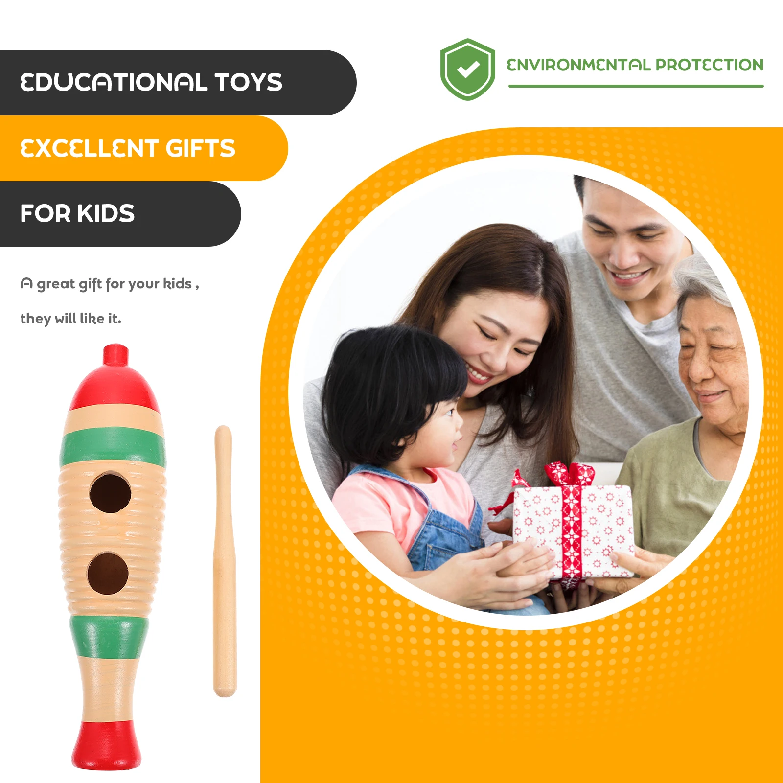 

Wood Fish Shaped Guiro Early Education Music Instrument Scraping Quack Tool Birthday Gift Wooden Percussion Fish