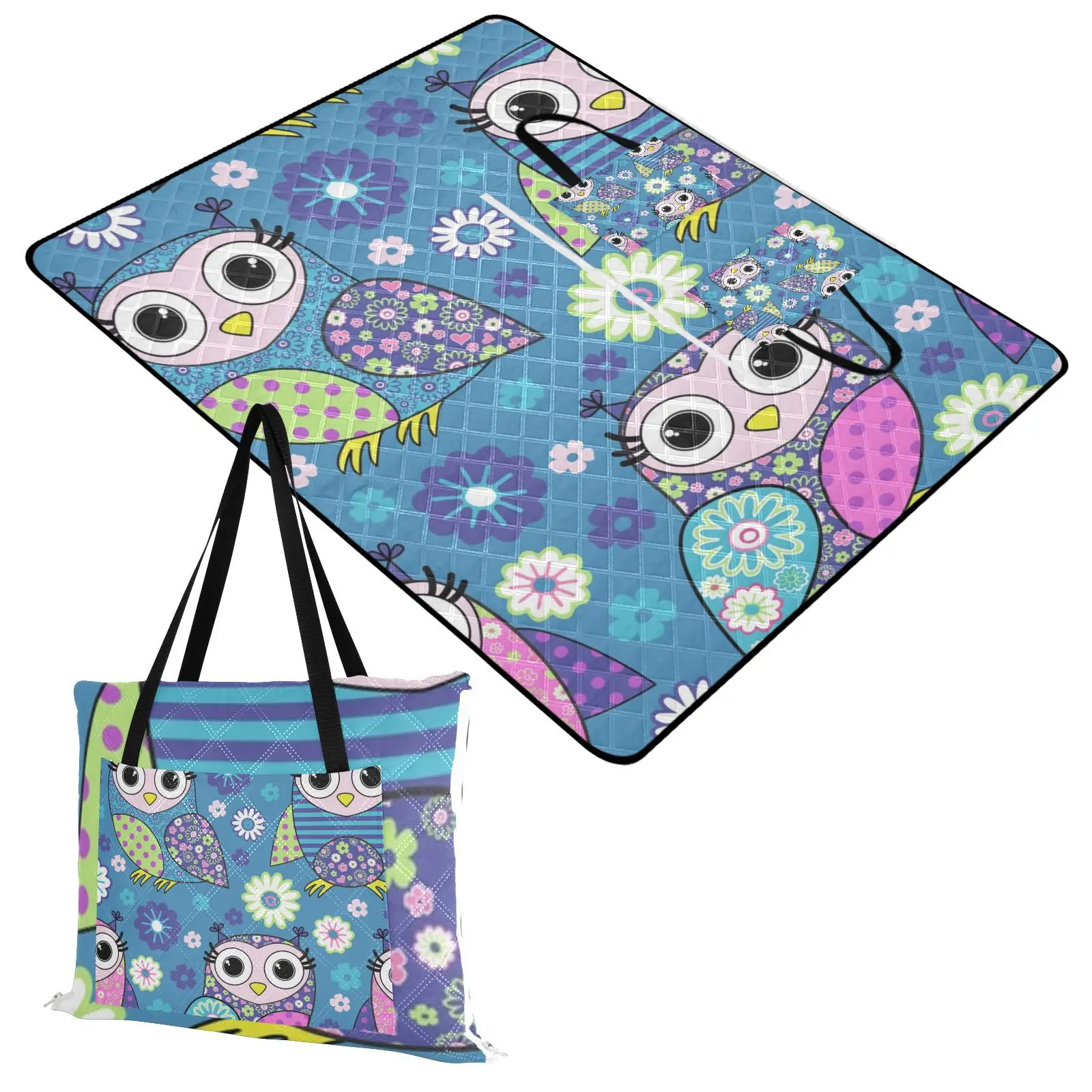 Cartoon owl waterproof Beach Mat Extra LargeMat Blanket Folding Matpicnic mat,Picnic Blankets,Camping BlanketsExtra large thick