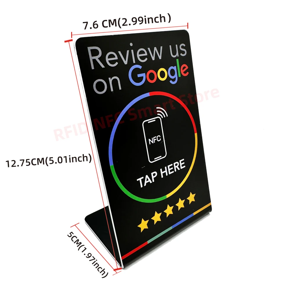 Programável Google Review Card, NFC Station Table, Display Bending Card Standing Brand Bracket