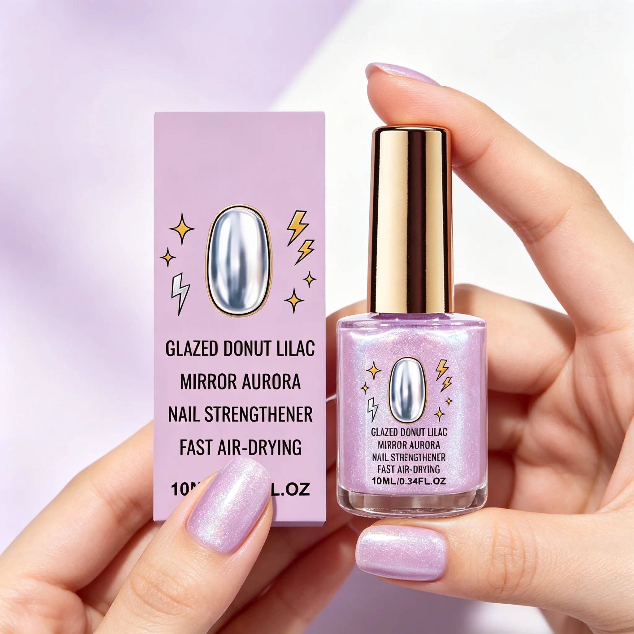Nail Polish & Seal Coat Mirror Gloss Lavender Tone Thin Coating Smooth Home Hand-Painted Not Easy to Scratch Not Easy to Light U