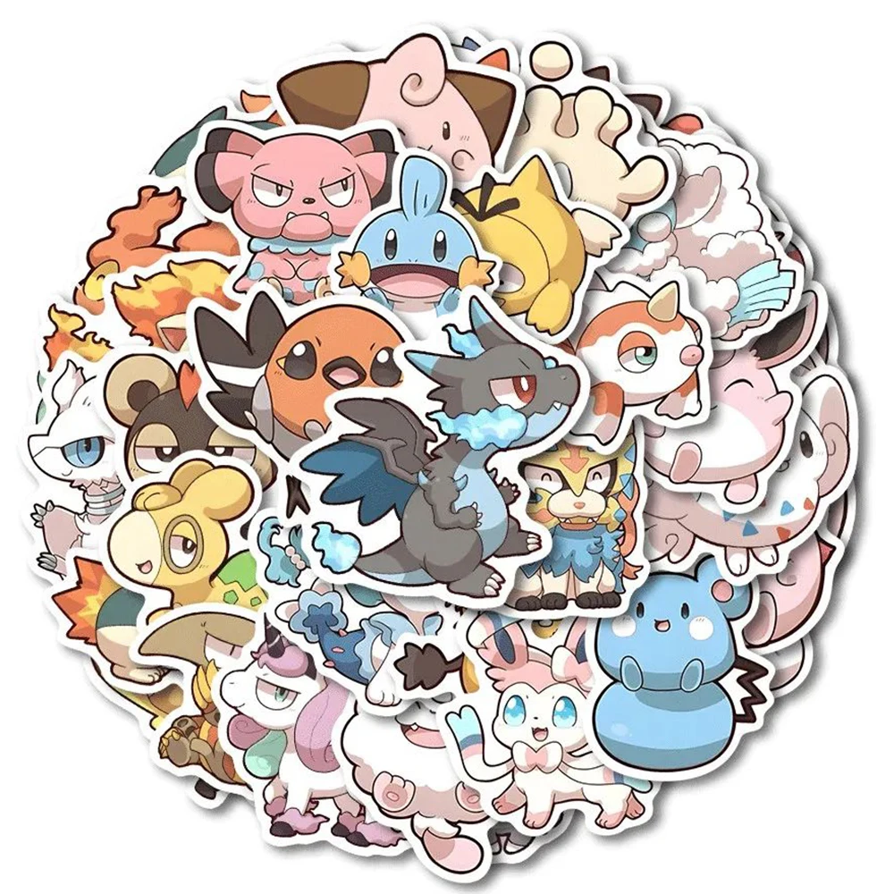 10/30/50/93pcs Pokemon Cartoon Anime Stickers Cute Waterproof Sticker DIY Water Bottle Luggage Phone Bike Kawaii Decals Toy Gift