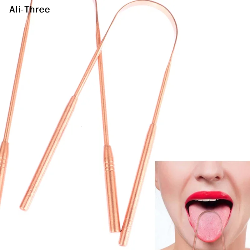 1Pcs Copper Tongue Scraper Cleaner Scraper  Toothbrush Dental Oral Care Hygiene Health Care Tool For Men Women