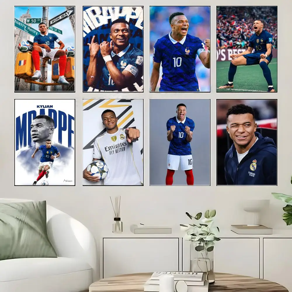 French Flash K-Kylian M-Mbappe Poster  Self-adhesive Art Waterproof Paper Sticker Coffee House Bar Room Wall Decor