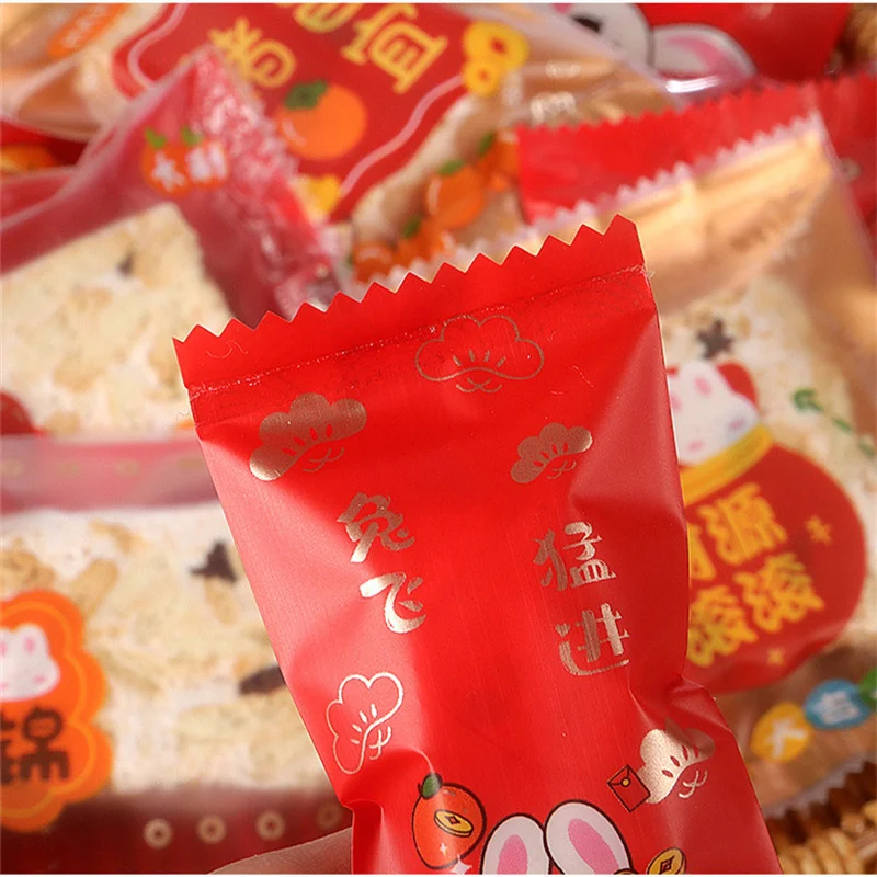 LBSISI Life 100pcs New Year Nougat Plastic Bags For Handmade Candy Cookie Packaging Chinese Spring Festival Party Decoration