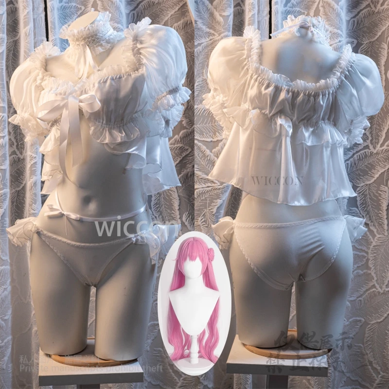 

Anime Game NIKKE：The Goddess of Victory White Cosplay Doro Costume Sexy Swimsuits Dress Wig Fancy Suit Women 2XL Halloween Party