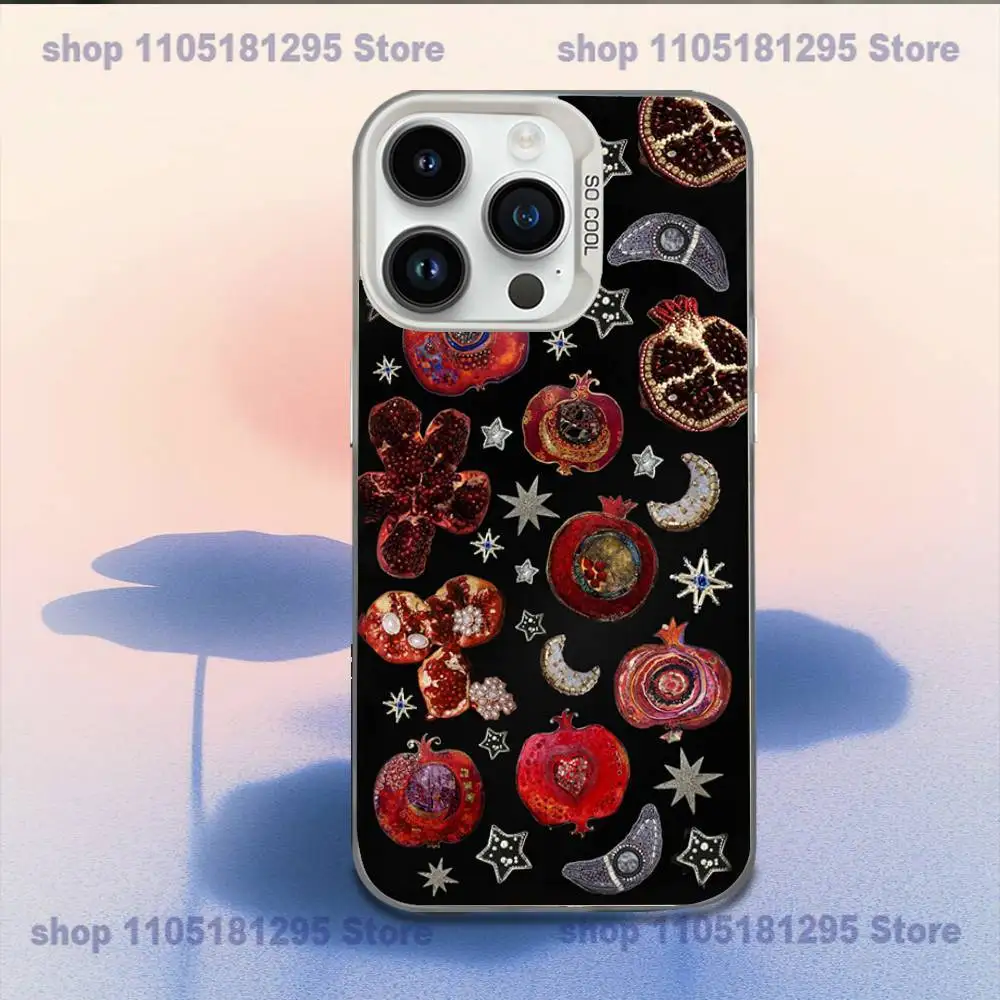 حافظة هاتف مطلية بالرمان الفاكهة لهاتف آيفون XR,17,16,15,14,13,12,11,X,Mini,Pro,E,MAX غطاء مقاوم للصدمات من الحلوى البيضاء غير اللامعة #2