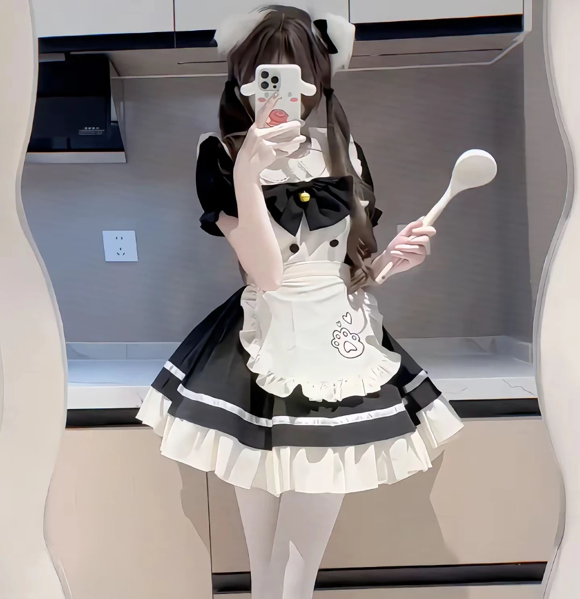 Disfraz de sirvienta Lolita blanco y negro, Cosplay, lindo gato, cafetería, vestido azul, delantal francés Sexy, uniforme, falda de fiesta de sirvienta, ropa de mujer