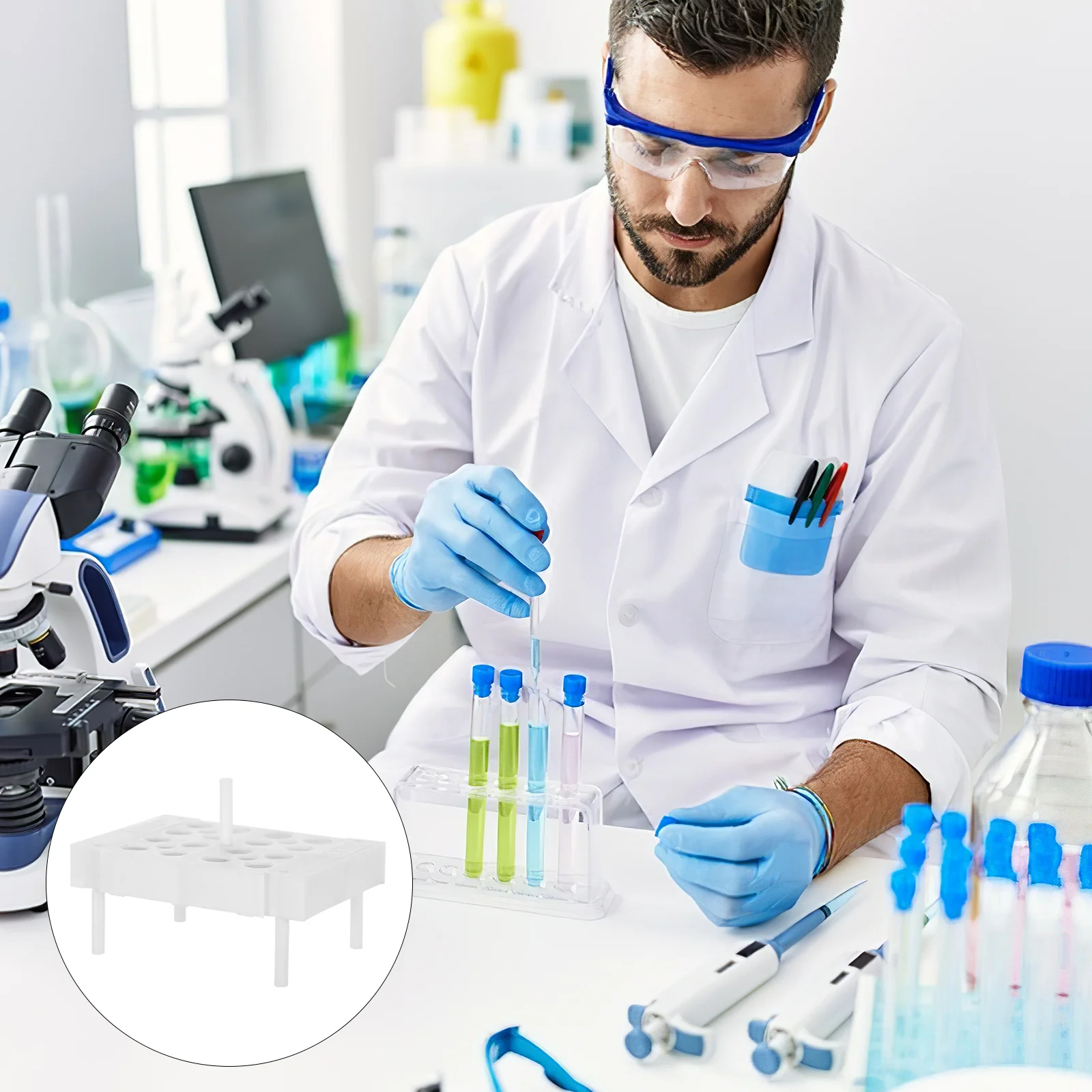 

Lab Test Tube Rack Plastic Holder Tubes Stand Storage Organizer for Lab Experiment Supplies Tube Container