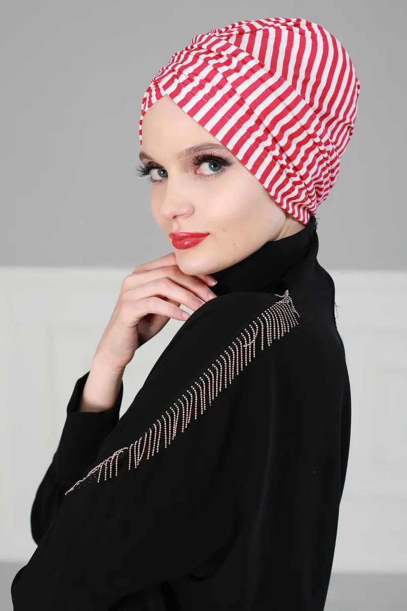 Hidżab kości paski fuksja