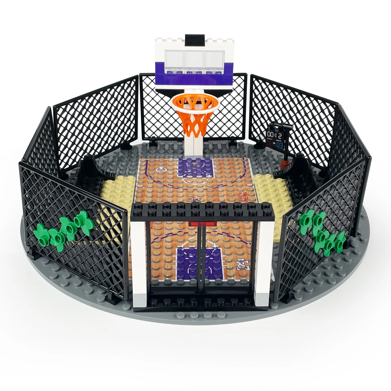 Moc Street Community Basketball Court Small Particle Building Block Accessories Circular Building Children's Assembly Toy Gifts