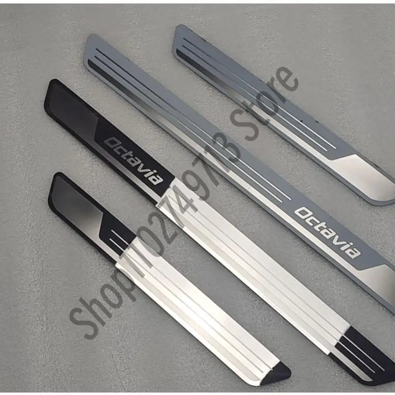 For Skoda Octavia 4 A5 A7 A8 Accessory 2022 2021-2014 Stainless Chrome Car Door Sill Kick Scuff Plate Protector Trim Cover Guard