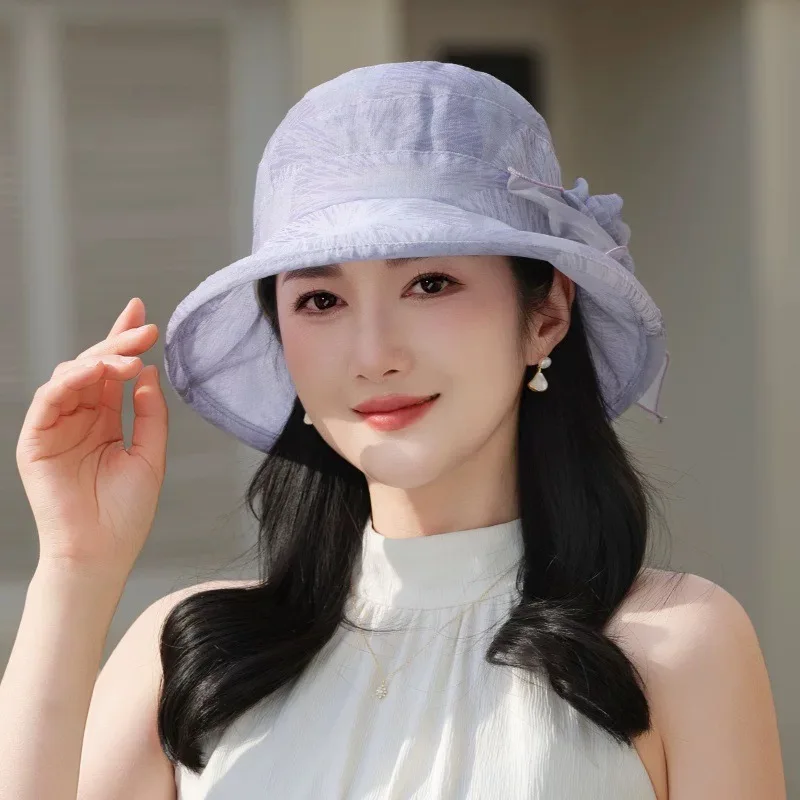 Mom Hat Fashion Sun Protection Hat Women's Sun-shade Fisherman Hat Travel Sun Hat Breathable Bucket Hat Elegant Billycock
