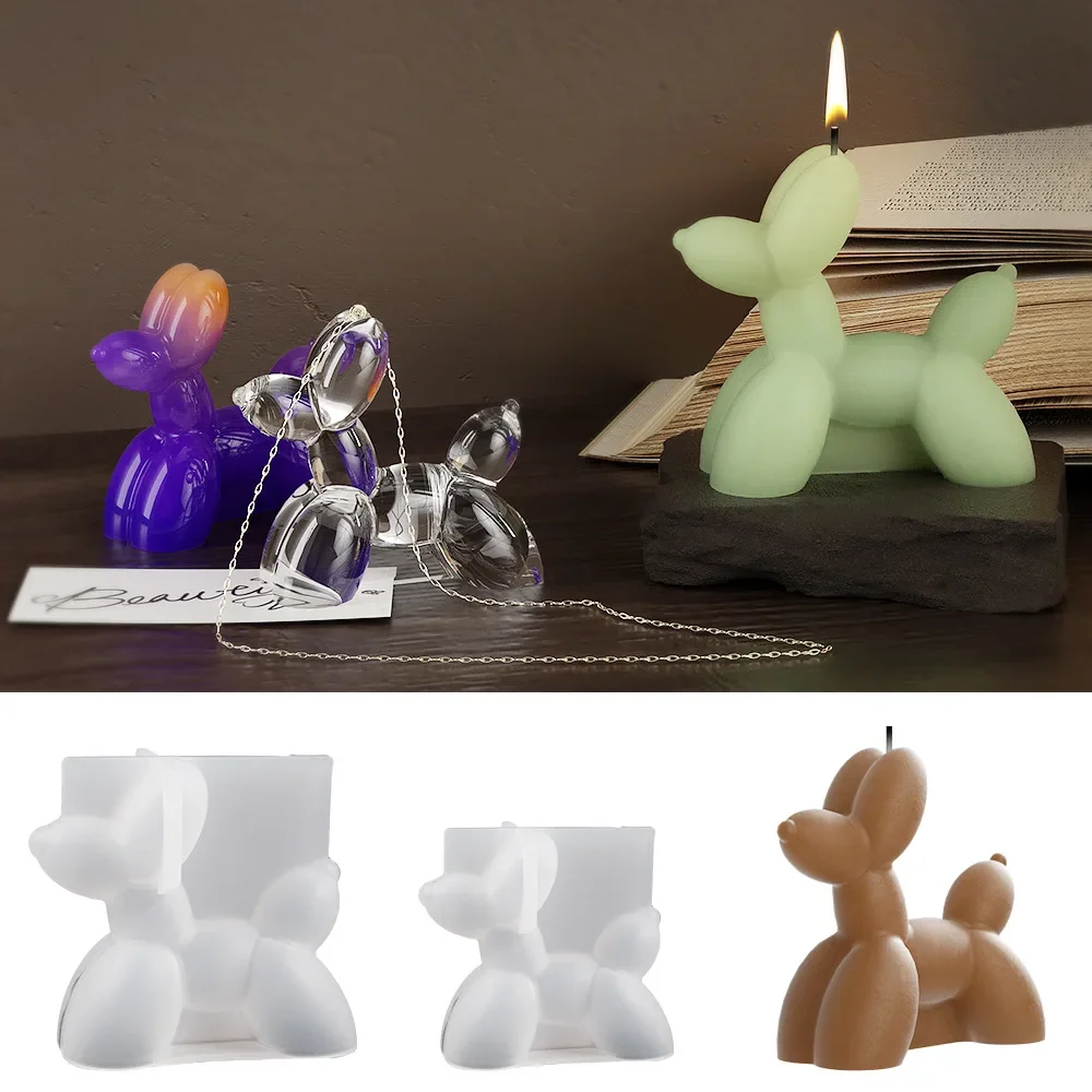 3D puppy candle silicone mold DIY puppy pendant keychain crystal drip resin mold