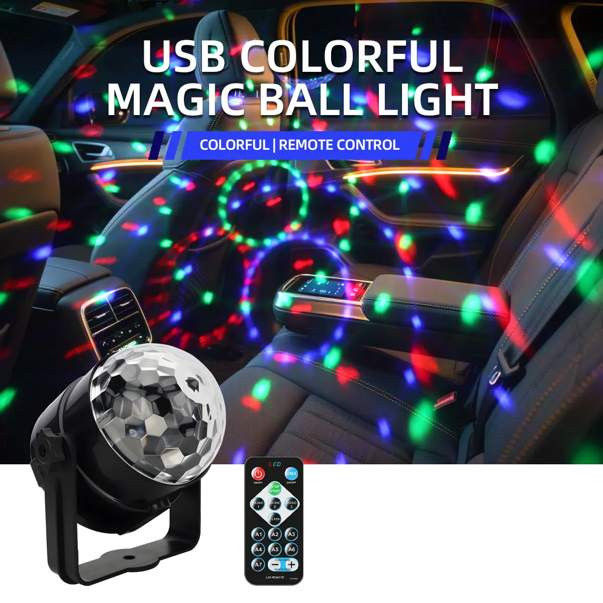 

Car Ambient LED Stage Disco Light Rotating DJ Ball Strobe Colorful Magic Dance Christmas Gift Party Club Car Laser Show Lamp