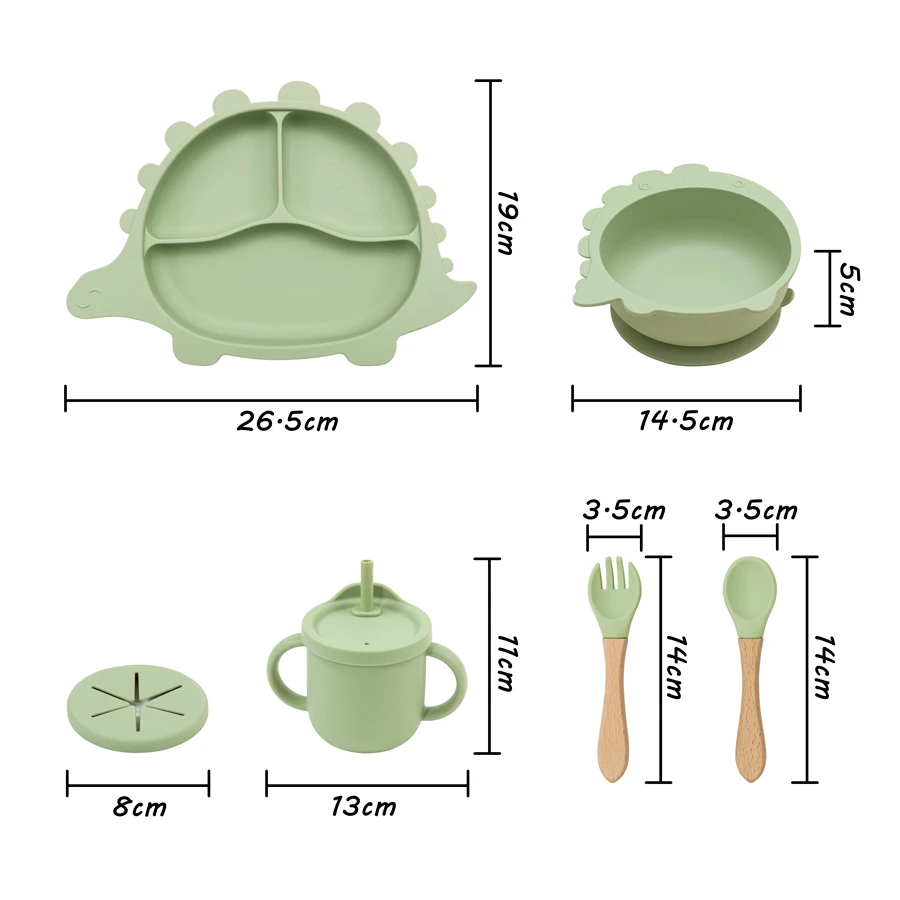 4 teile/satz Baby Silikon Geschirr Teller Löffel Set Baby Fütterung Sauger Schüssel Baby bpa frei Gabel Löffel tragbares Geschirr für Kinder