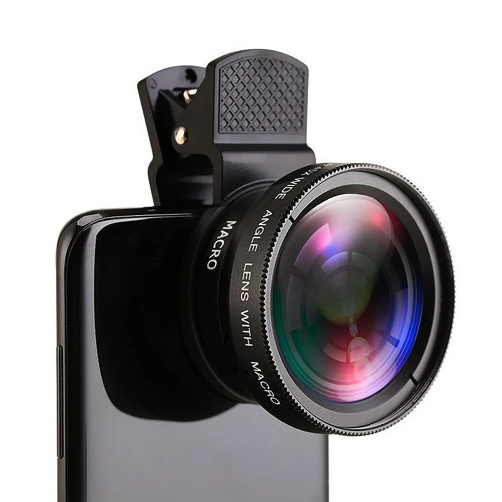 2 IN 1 Lens Universal Clip 37mm Mobile Phone Lens Professional 0.45x 49uv Super Wide-Angle + Macro HD Lens For iPhone 13