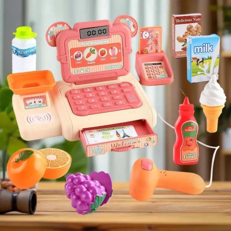 مجموعة ألعاب أمين الصندوق للتسوق الافتراضي للأطفال، مجموعة لعب الأدوار المدفوعات النقدية مع الضوء والصوت #4